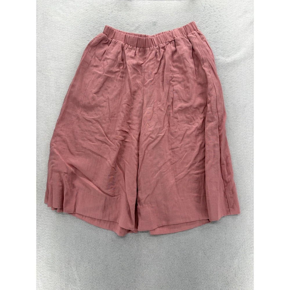 Halara Wide Leg Crop Pants Womens M Pink Crepe Pull On Elastic Waist Casual NWT